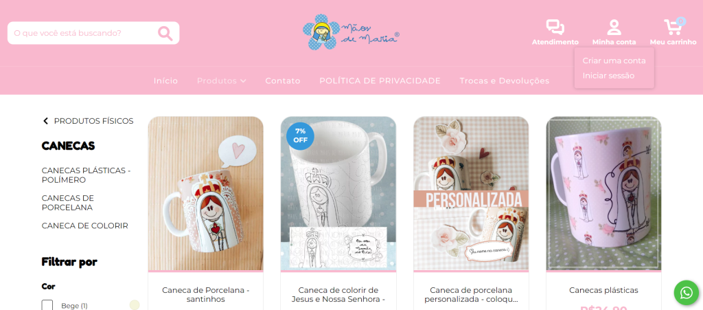 Canecas personalizadas da Loja virtual do Atelier Mãos de Maria