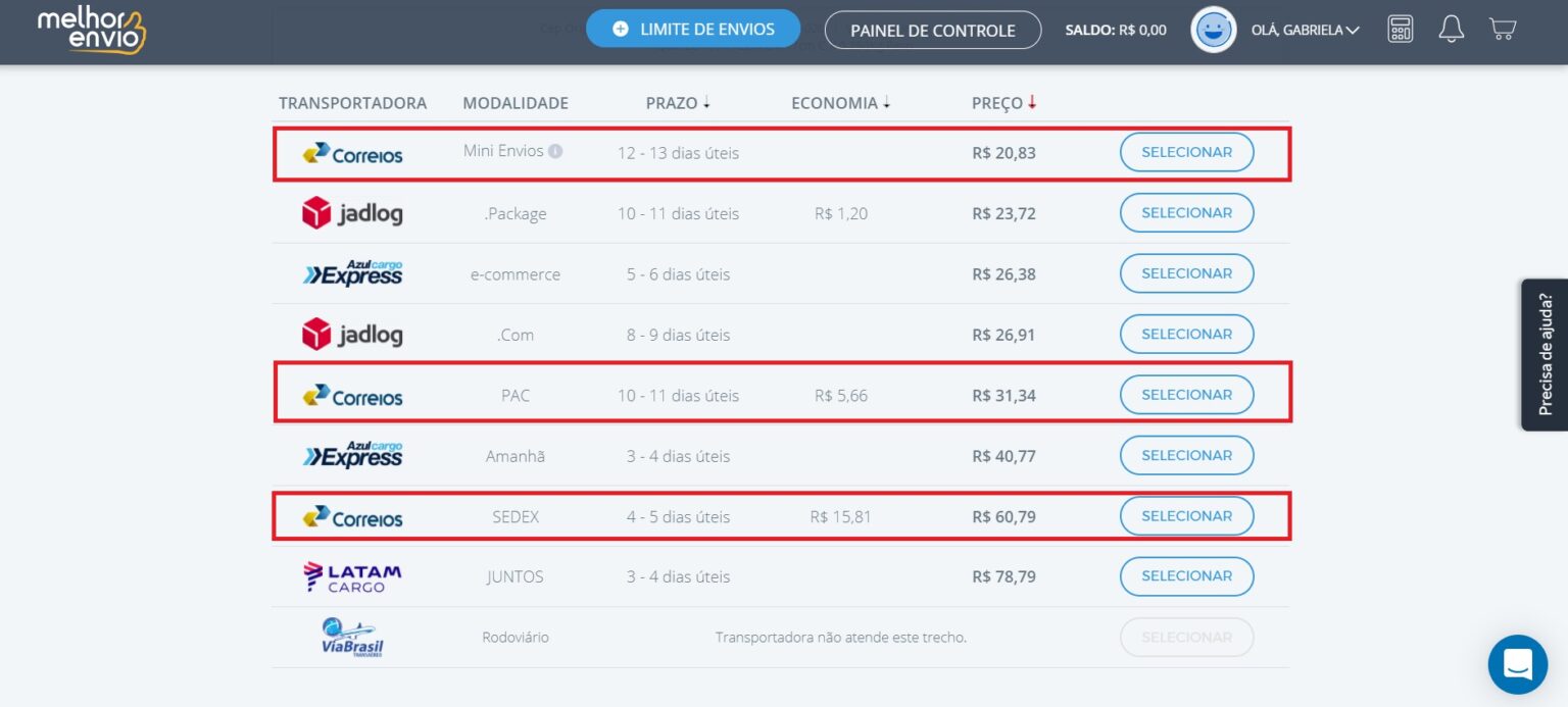 Como Calcular O Frete Dos Correios Usando O Melhor Envio 5216