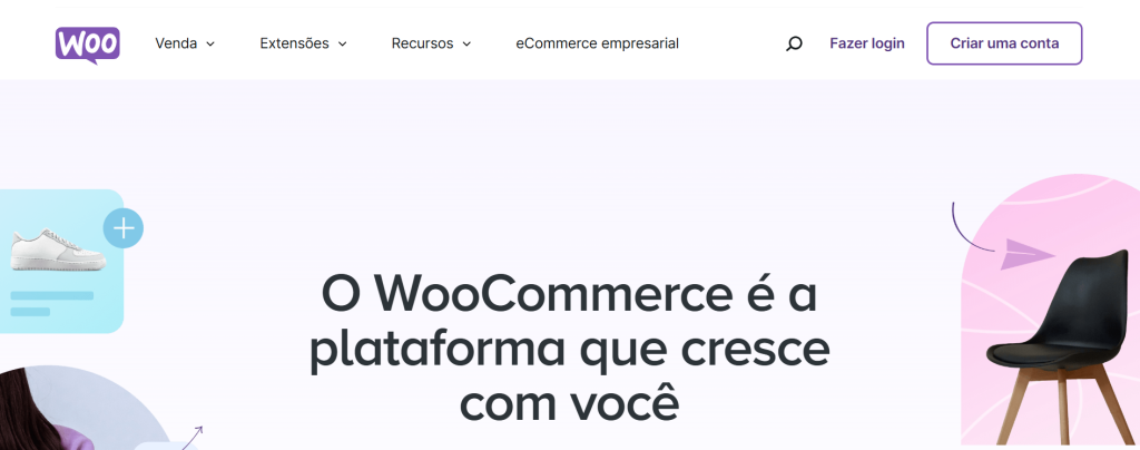 Captura de tela da plataforma WooCommerce