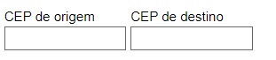 Print site dos Correios onde tem o campo para inserir o CEP de origem e CEP de destino 