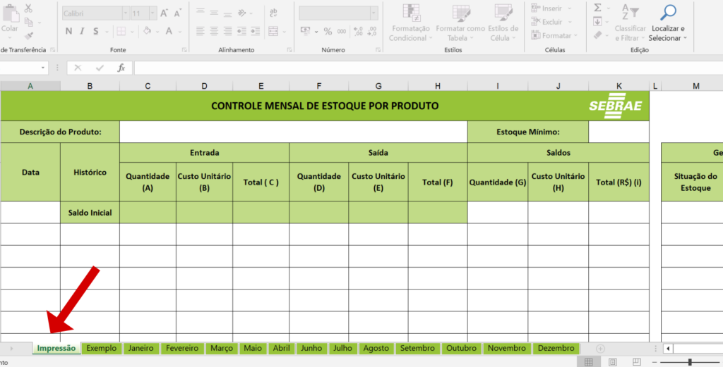 Planilha de controle de estoque (Excel) gratuita