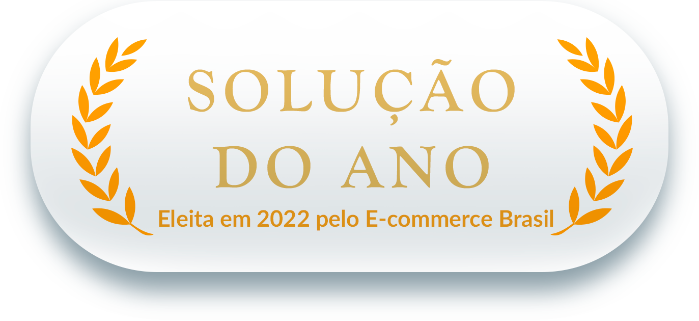 Logo escrito solução do ano, eleita em 2022 pelo E-commerce Brasil