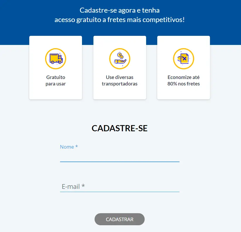 Cadastre-se no Melhor Envio